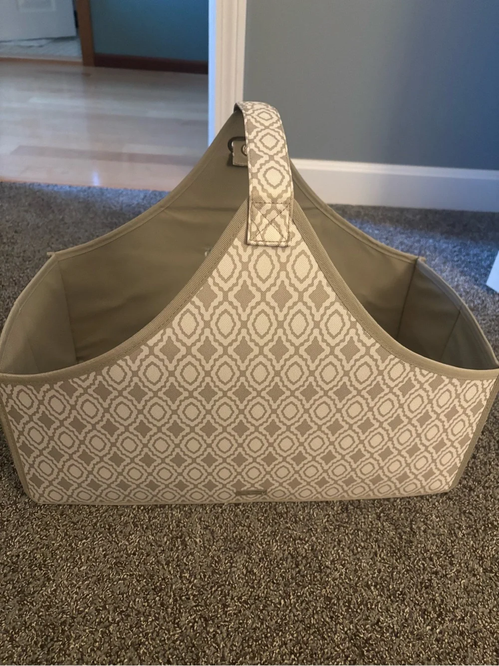 Thirty One- Patterned Fabric Hat & Glove Organizer - Neutral Beige